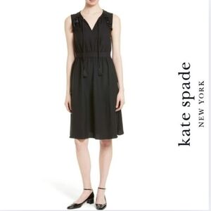 {Kate Spade} Crepe Ruffle Fit & Flare Dress Black Small